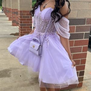 PURPLE MINI SPARKLY DRESS (corset top)